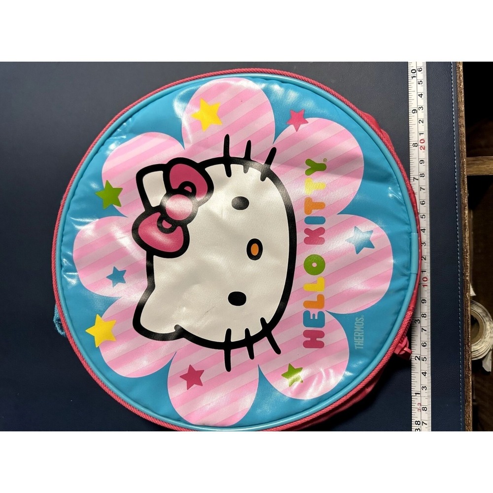 Hello Kitty Thermos Round Insulated Lunch Bag Pink Blue Sanrio Flower 2014